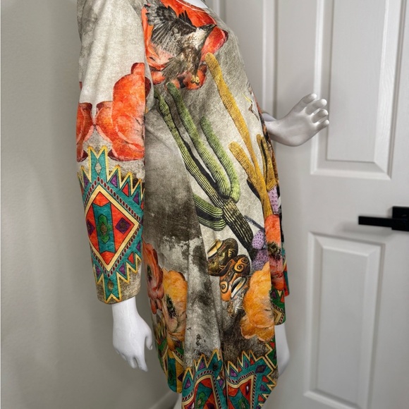 a. m. m. a Western Cream and Orange Asymmetrical Graphic Dress. - Picture 4 of 11